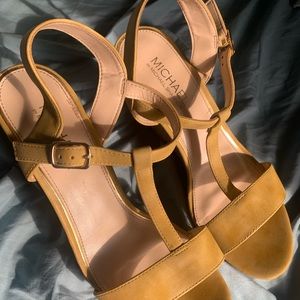 Michael Shannon Yellow Wedge Sandals Size 10